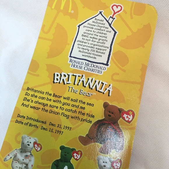 TY McDonalds Teenie Beanie Britannia the Bear 1997 RETIRED WITH ERRORS - Picture 5 of 6